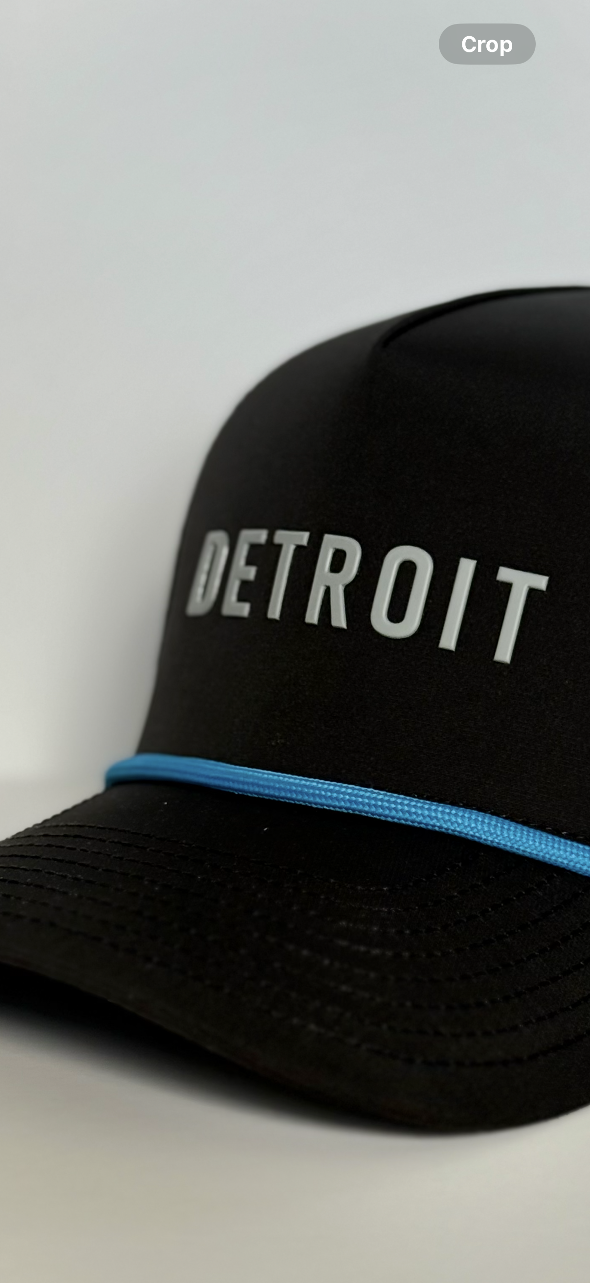 "DETROIT" • 5 PANEL W/ROPE • SNAPBACK • BLACK/BLUE