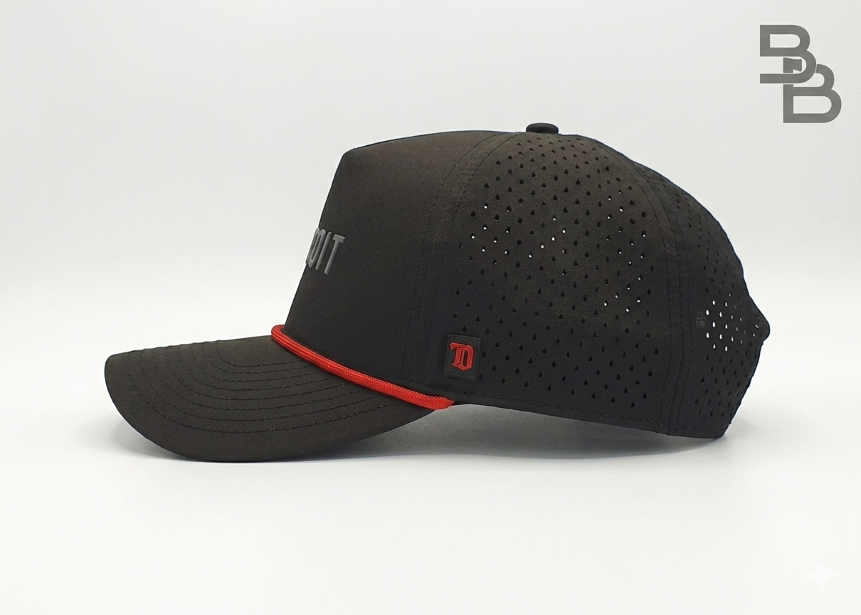 "DETROIT 2.0" • 5 PANEL W/ROPE • SNAPBACK • BLACK/RED