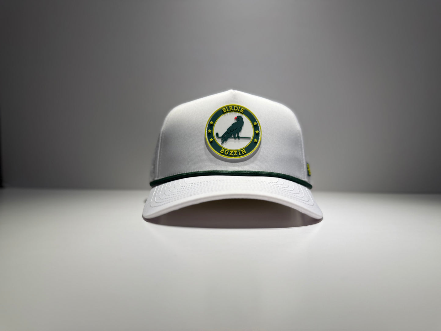 "THE BRONCO" • 5 PANEL • SNAPBACK W/ROPE • WHITE/GREEN/YELLOW