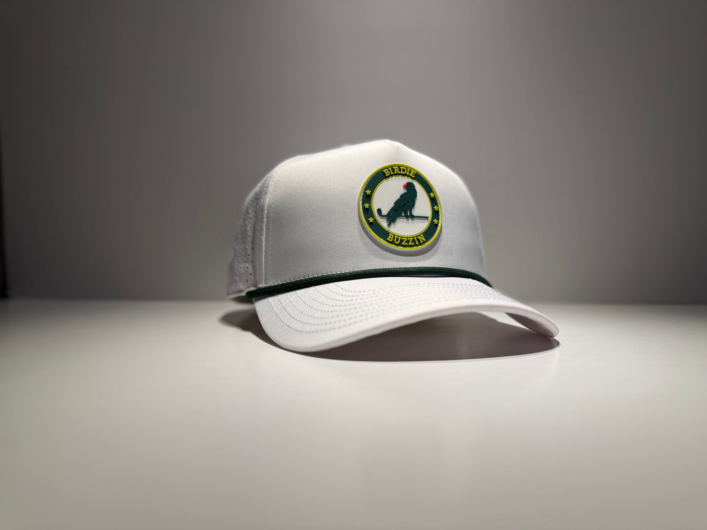 "THE BRONCO" • 5 PANEL • SNAPBACK W/ROPE • WHITE/GREEN/YELLOW