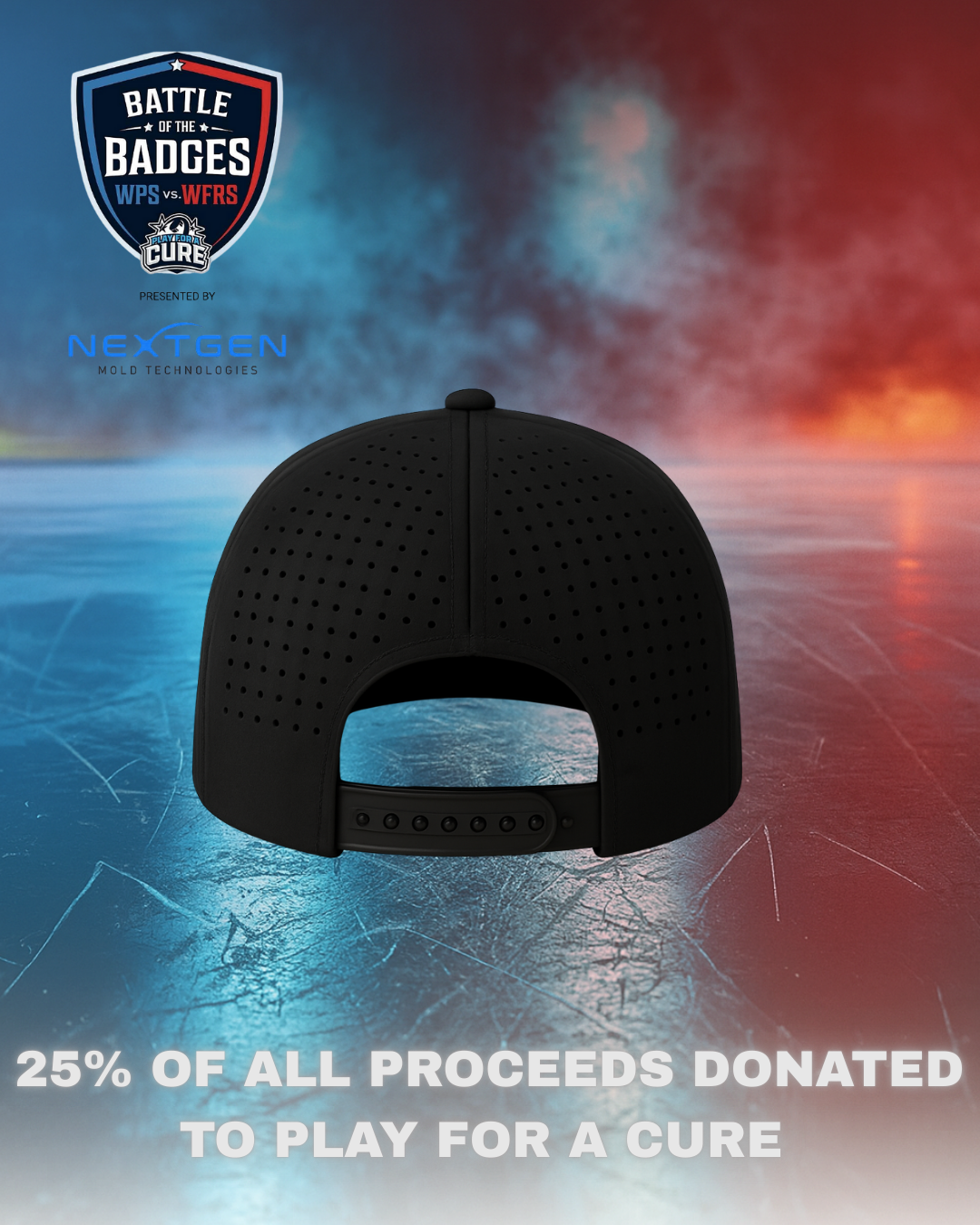 BATTLE OF THE BADGES (SUPPORT CANCER RESEARCH) • 5 PANEL W/ROPE • SNAPBACK • BLACK