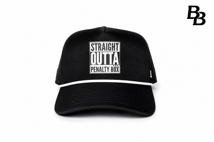 "PENALTY BOX" • YOUTH - 5 PANEL W/ROPE • SNAPBACK • BLACK/WHITE