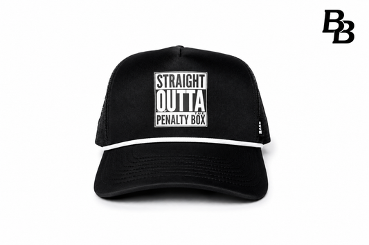 "PENALTY BOX" • YOUTH - 5 PANEL W/ROPE • SNAPBACK • BLACK/WHITE