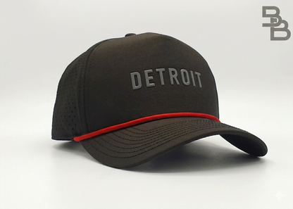 "DETROIT 2.0" • 5 PANEL W/ROPE • SNAPBACK • BLACK/RED