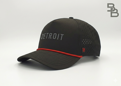 "DETROIT 2.0" • 5 PANEL W/ROPE • SNAPBACK • BLACK/RED