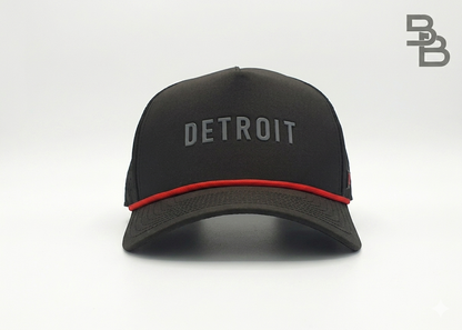 "DETROIT 2.0" • 5 PANEL W/ROPE • SNAPBACK • BLACK/RED
