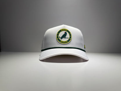 "THE BRONCO" • 5 PANEL • SNAPBACK W/ROPE • WHITE/GREEN/YELLOW