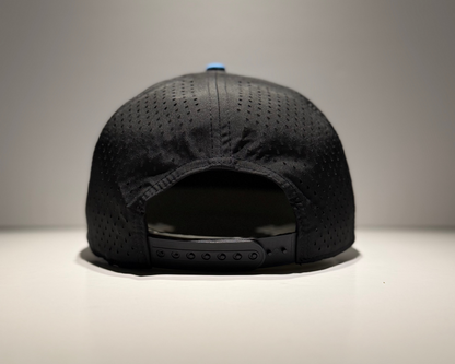 "THE TEE" • 5 PANEL W/ROPE • SNAPBACK • BLACK/BLUE/RED