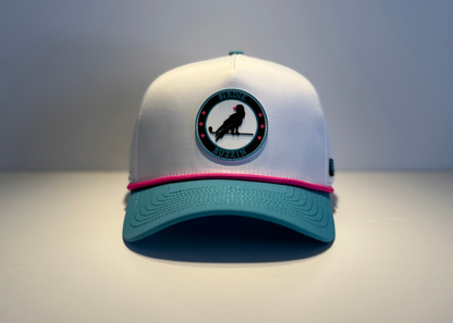 LIMITED EDITION - "THE VICE" • 5 PANEL • SNAPBACK W/ROPE • WHITE/TEAL/PINK