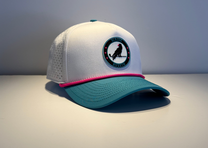 LIMITED EDITION - "THE VICE" • 5 PANEL • SNAPBACK W/ROPE • WHITE/TEAL/PINK