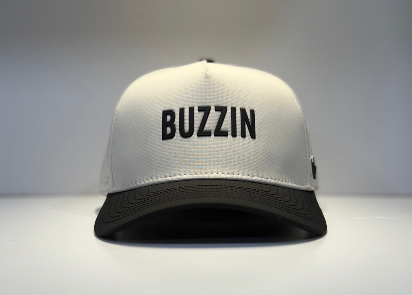 LIMITED EDITION  - "BUZZIN" • 5 PANEL • SNAPBACK • OFF WHITE & BLACK