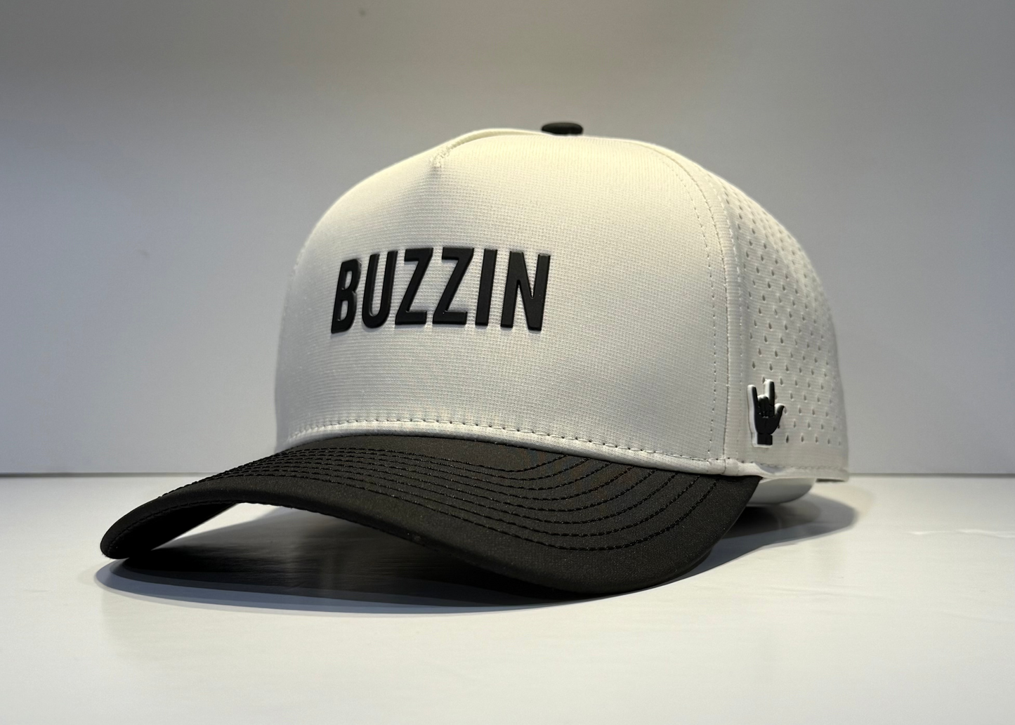 LIMITED EDITION  - "BUZZIN" • 5 PANEL • SNAPBACK • OFF WHITE & BLACK