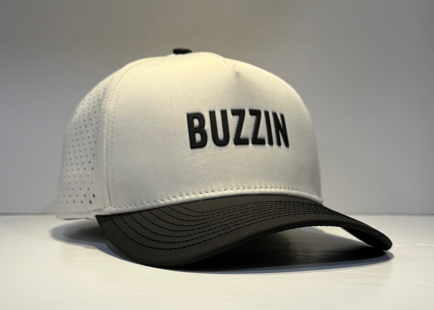 LIMITED EDITION  - "BUZZIN" • 5 PANEL • SNAPBACK • OFF WHITE & BLACK
